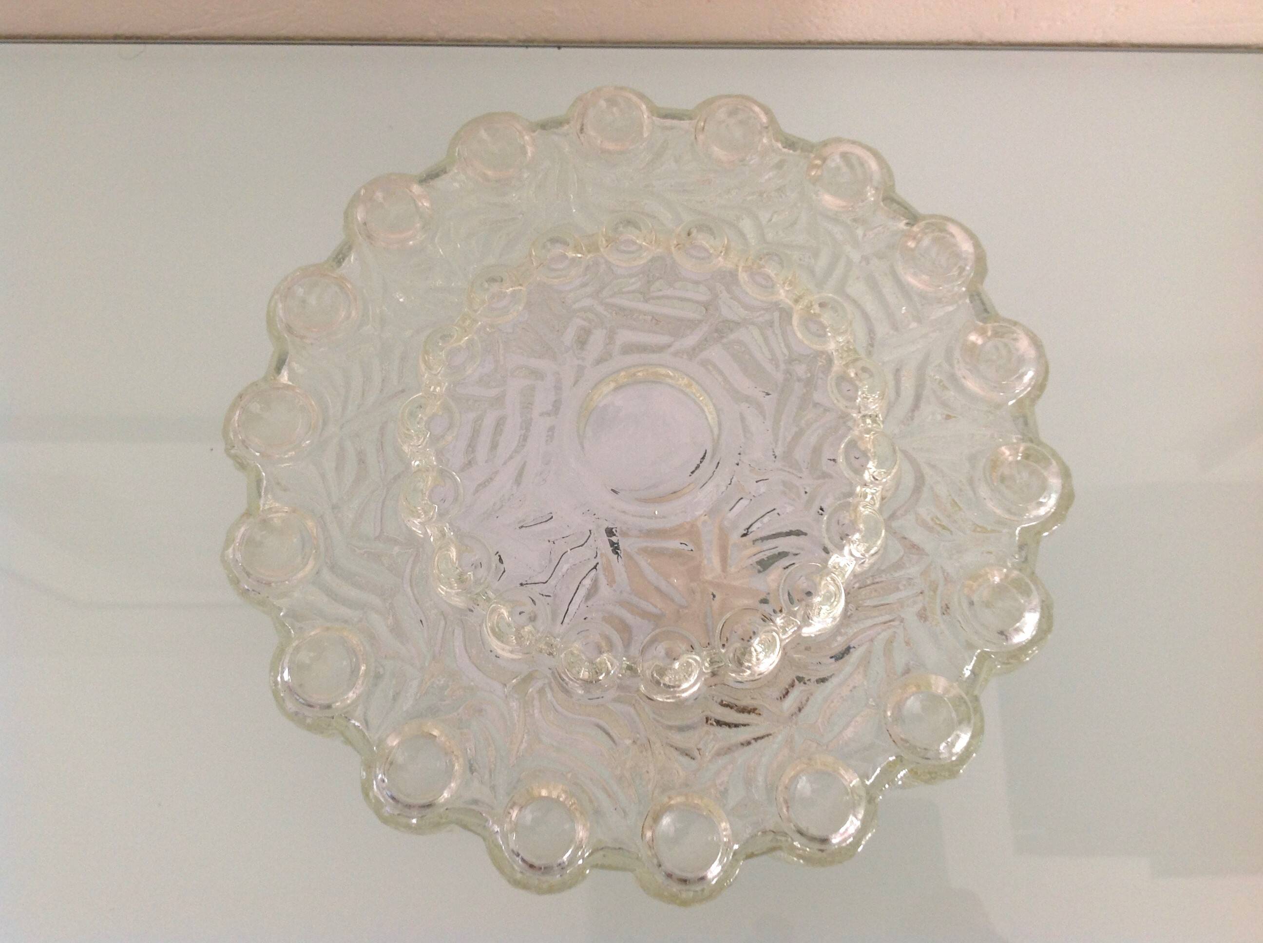 Round vintage bubbled glass ceiling light from the 60s and 70s