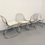Set of 4 vintage Italian Gastone Rinaldi style chairs in chrome metal