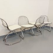 Set of 4 vintage Italian Gastone Rinaldi style chairs in chrome metal