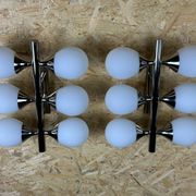 2x 60s 70s 6-bulb Sputnik wall lights by Kaiser Leuchten opal glass