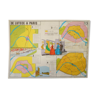 School poster Paris through the two-sided, Romanesque and Gothic years on the back