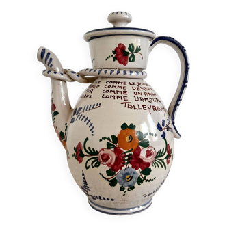 Teapot / coffee maker vintage Italian ceramic hand painted numbered bohemian style