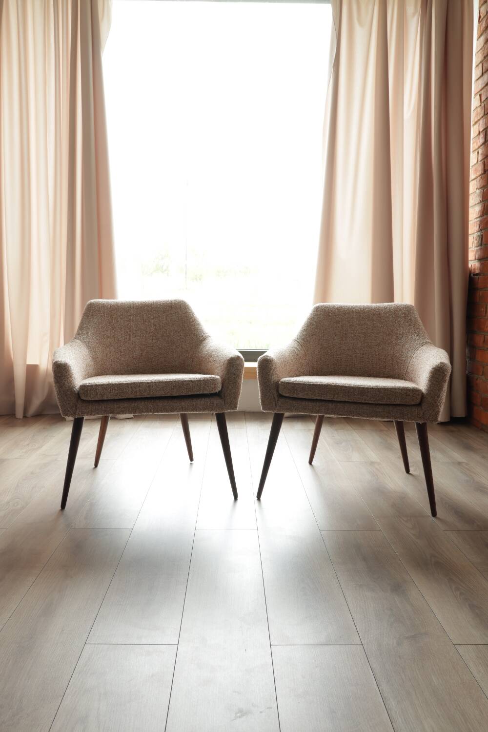 Pair of vintage orange polka dot armchairs from the 1960s