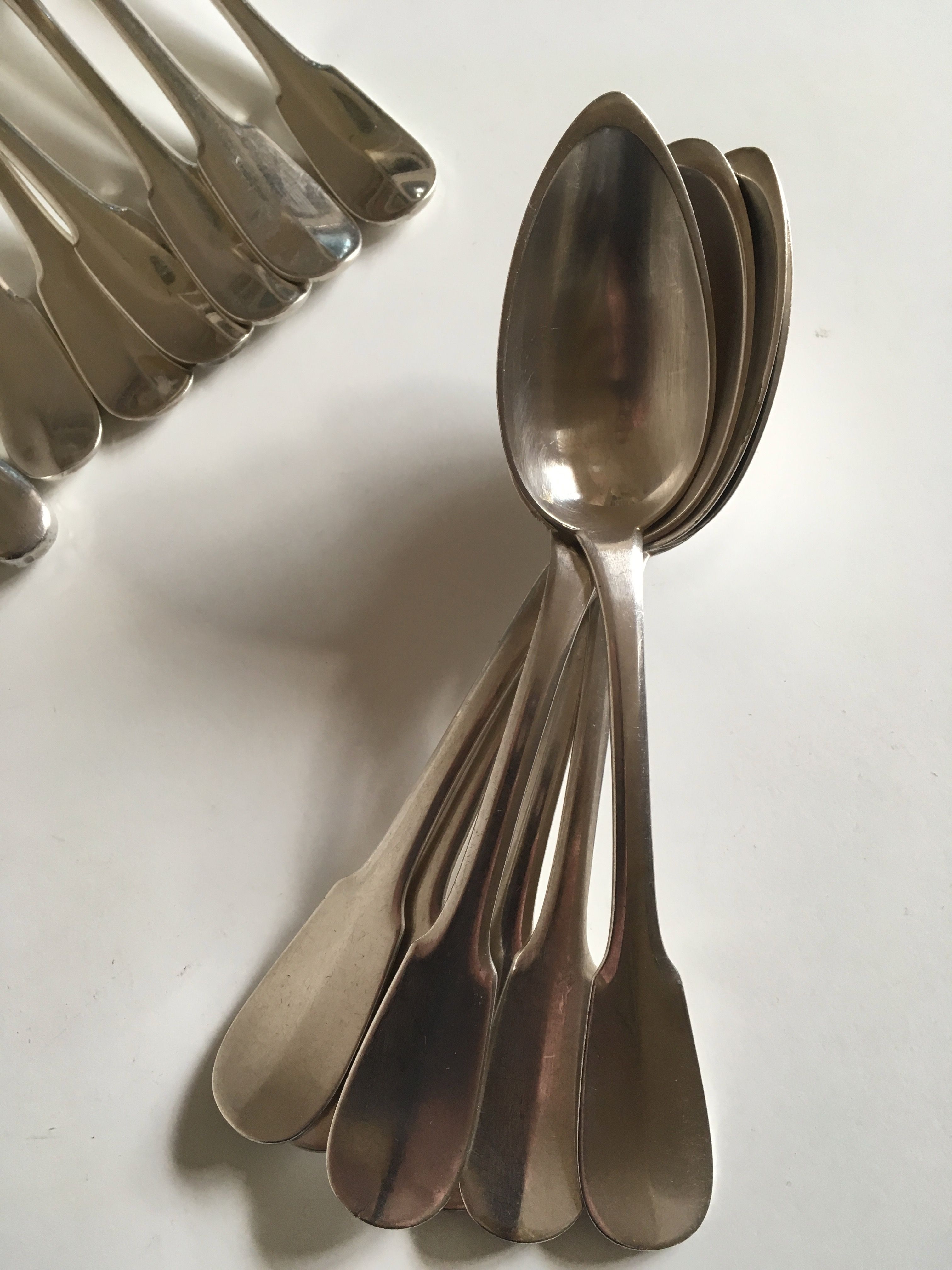 Set Christofle knives forks Cluny spoons in silver metal