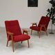 Pair of red armchairs by Jaroslav Smidek for Ton (Thonet) 60s