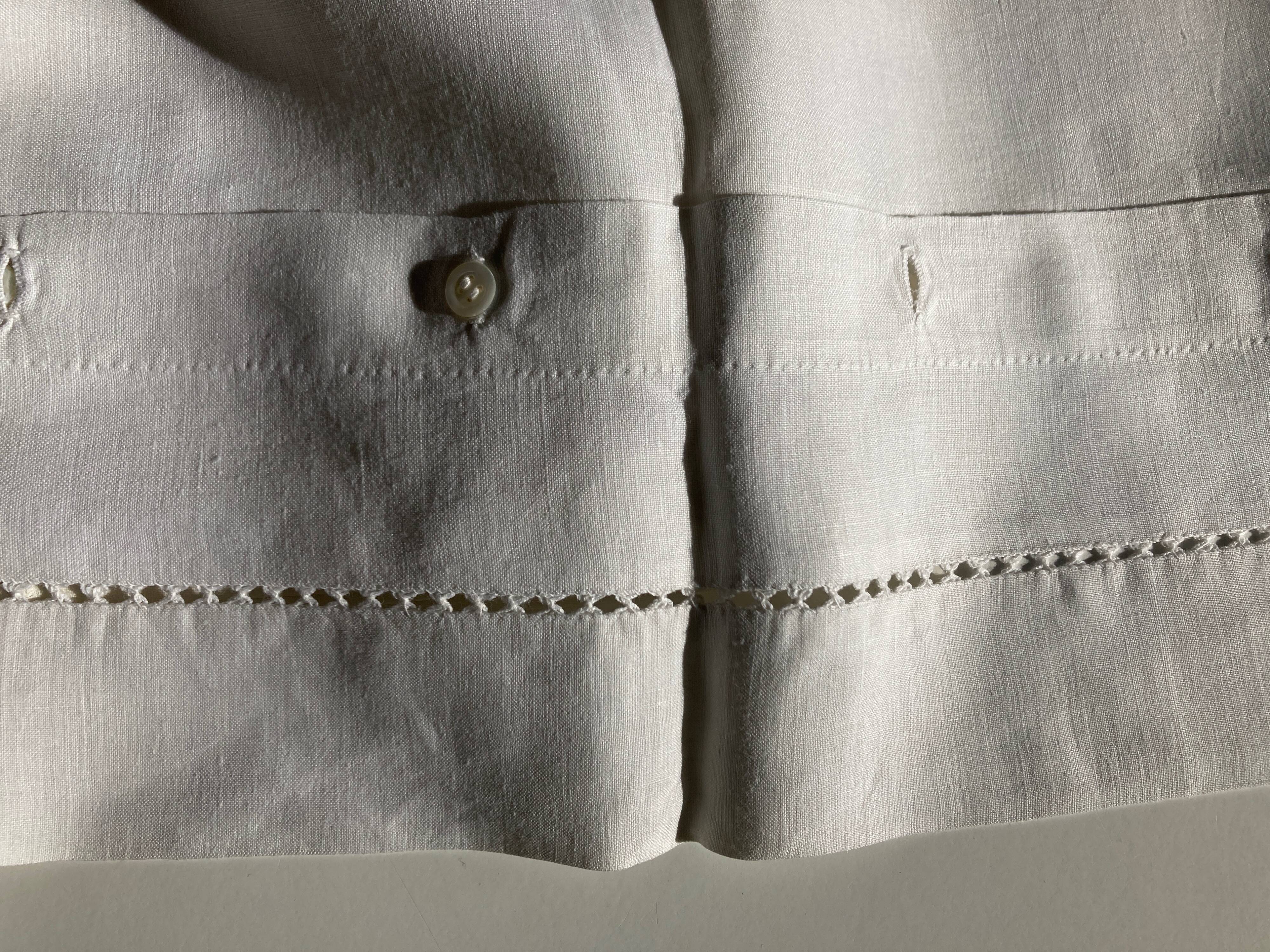 Pair of reserve linen thread pillowcases embroidered with river days without monogram