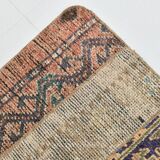 2x8 Short Blue Beige Vintage Runner Rug, 58x250Cm