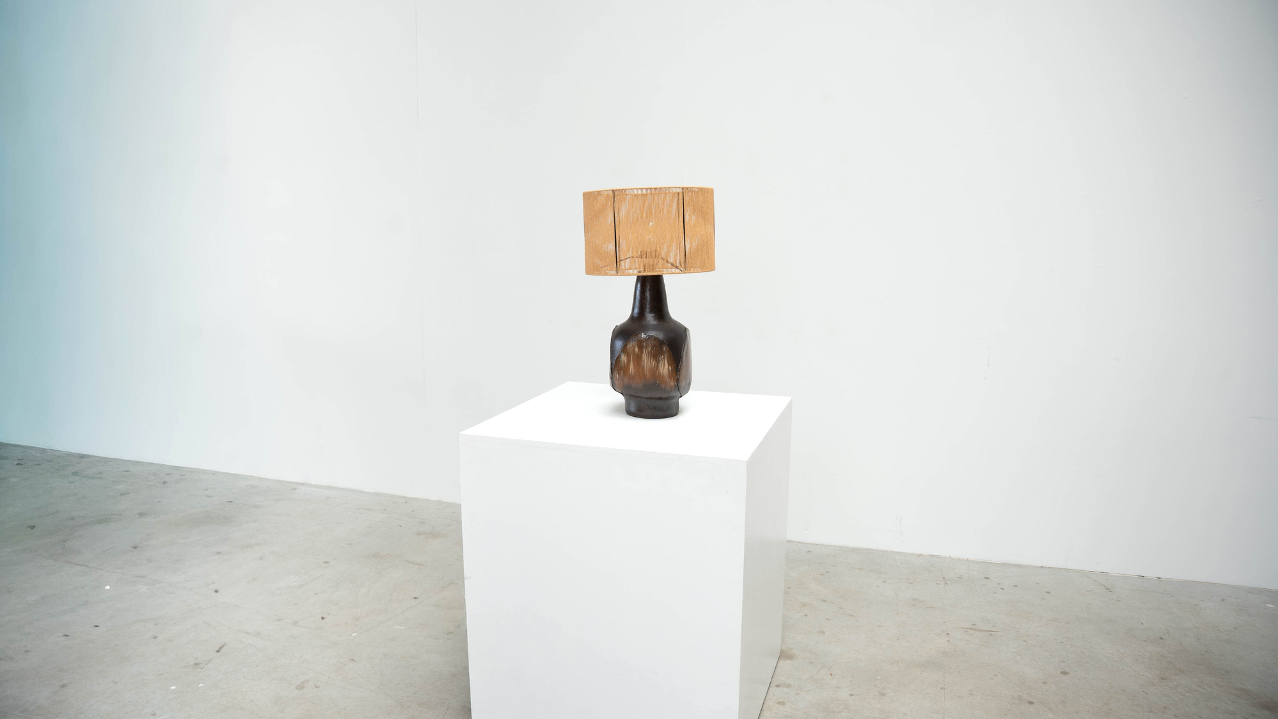 1970s dark glazed ceramic Danish lamp
