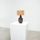 1970s dark glazed ceramic Danish lamp