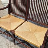 English mahogany straw bench