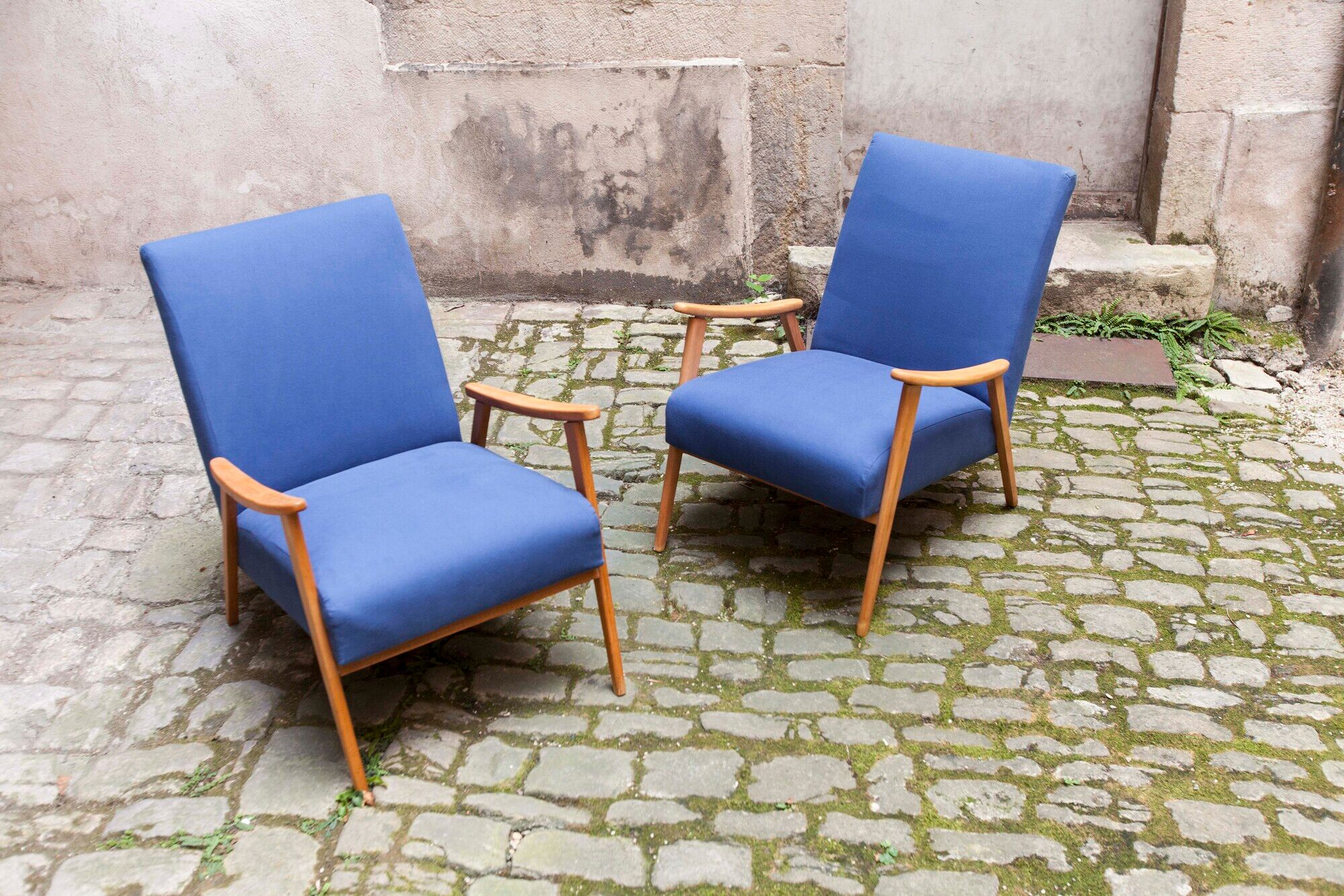 Pair of Scandinavian armchairs from the 60s new fabrics and foam