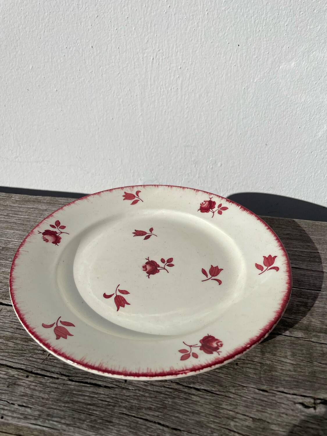 4 old Luneville flower plates