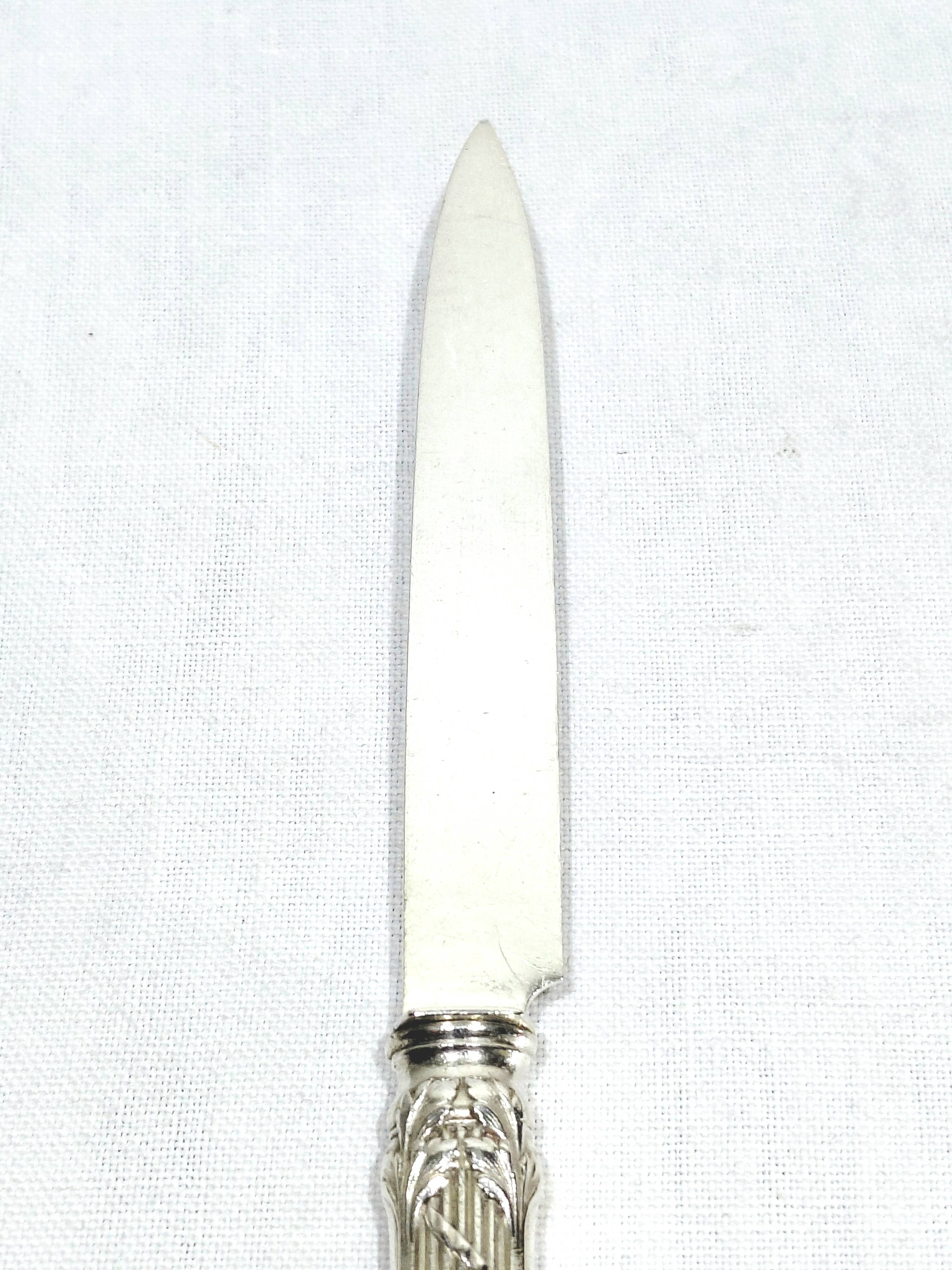 10 silver fruit knives in Louis XVI style