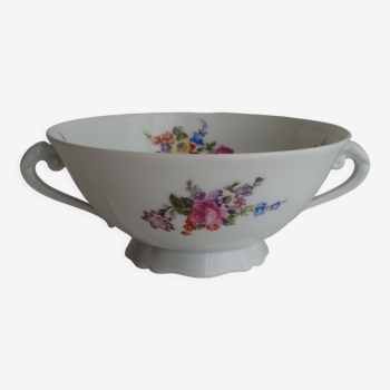 Tasse à deux anses en porcelaine de Limoges - Bol à bouillon vintage
