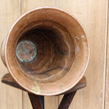 Copper vase hammered on pedestal