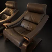 Pair of Kroken armchairs and ottoman — Åke Fribyter, marketed p