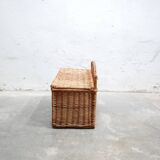 Vintage rattan bench trunk