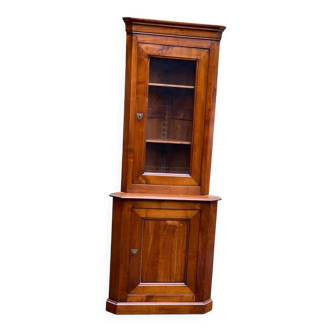 19th-century Louis Philippe corner display cabinet in solid wood.