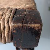 Traditional Spanish rush bench with turned legs, 1940s