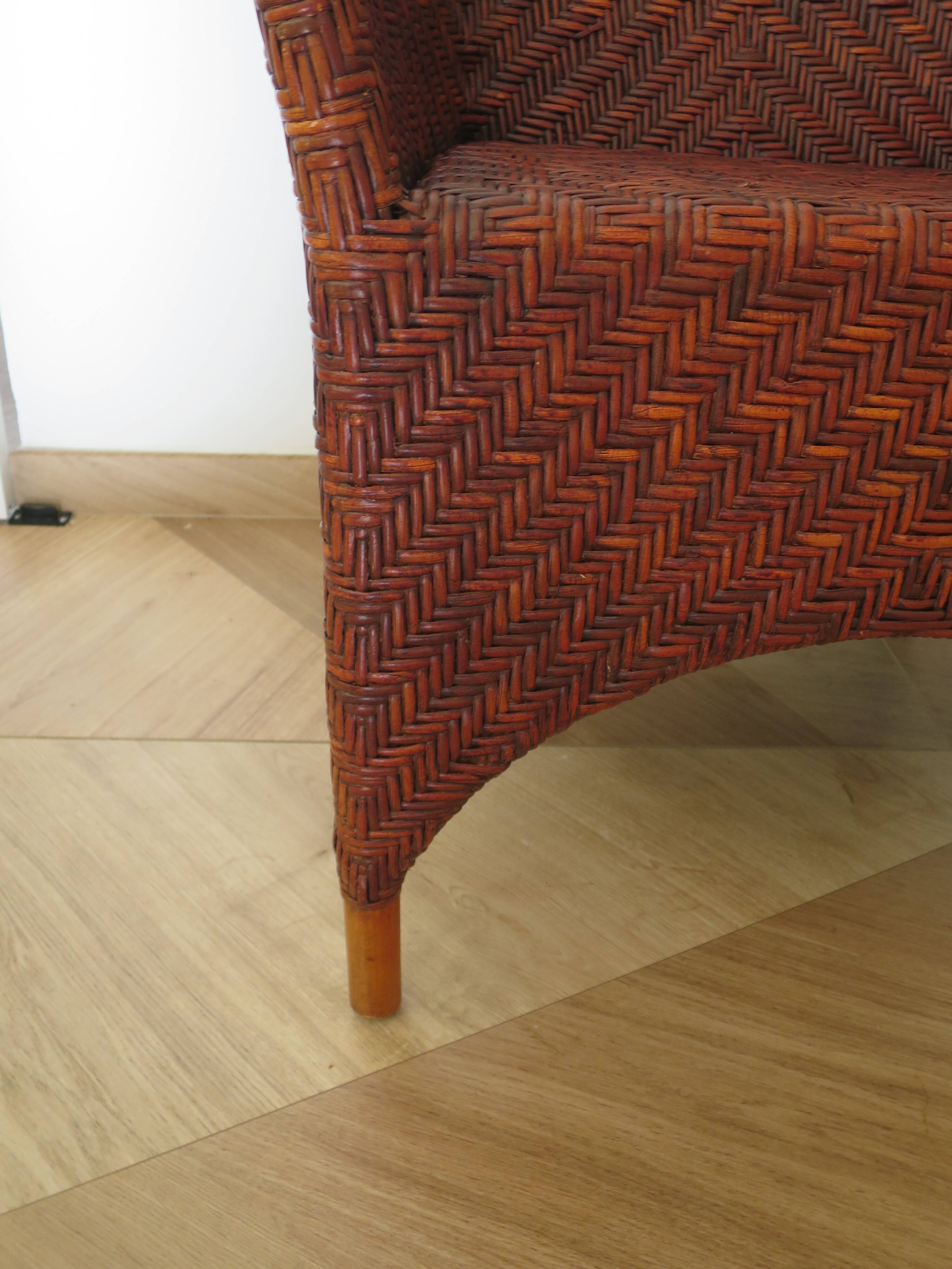 Woven rattan armchair, 1980s