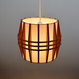 Suspension rhodoïde et bois, cocoon vintage, 1960