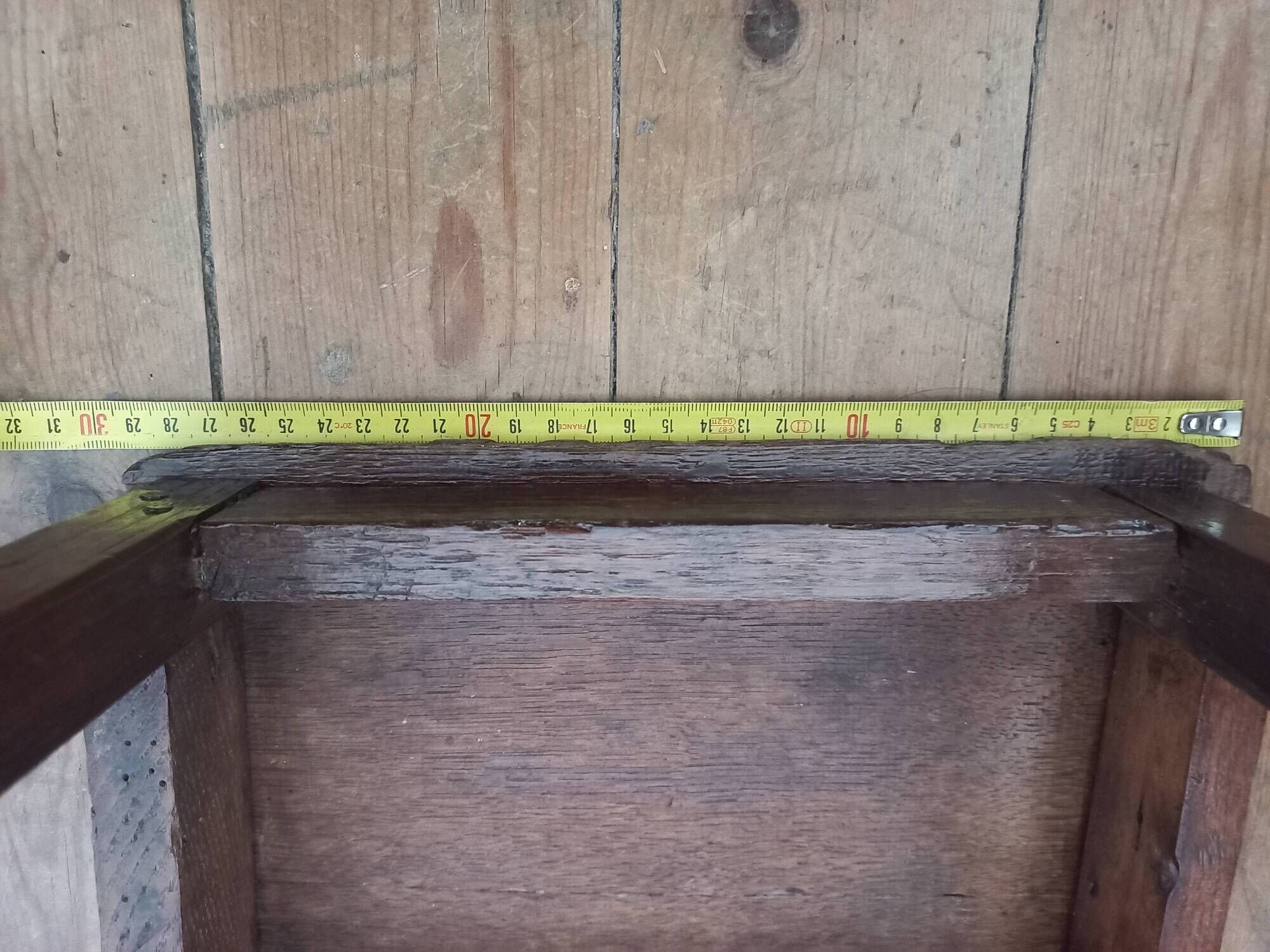 Antique solid wood stool, vintage decor