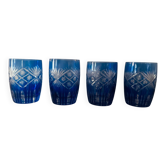 4 antique blue crystal glasses