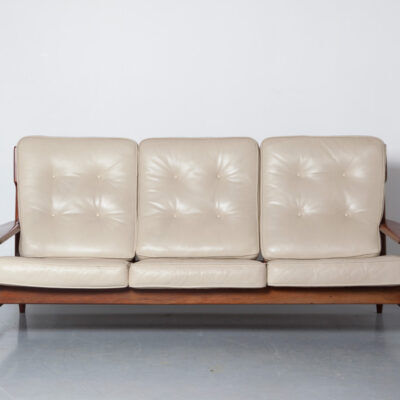 Brazilian modernist sofa cream leather Jean Gillon
