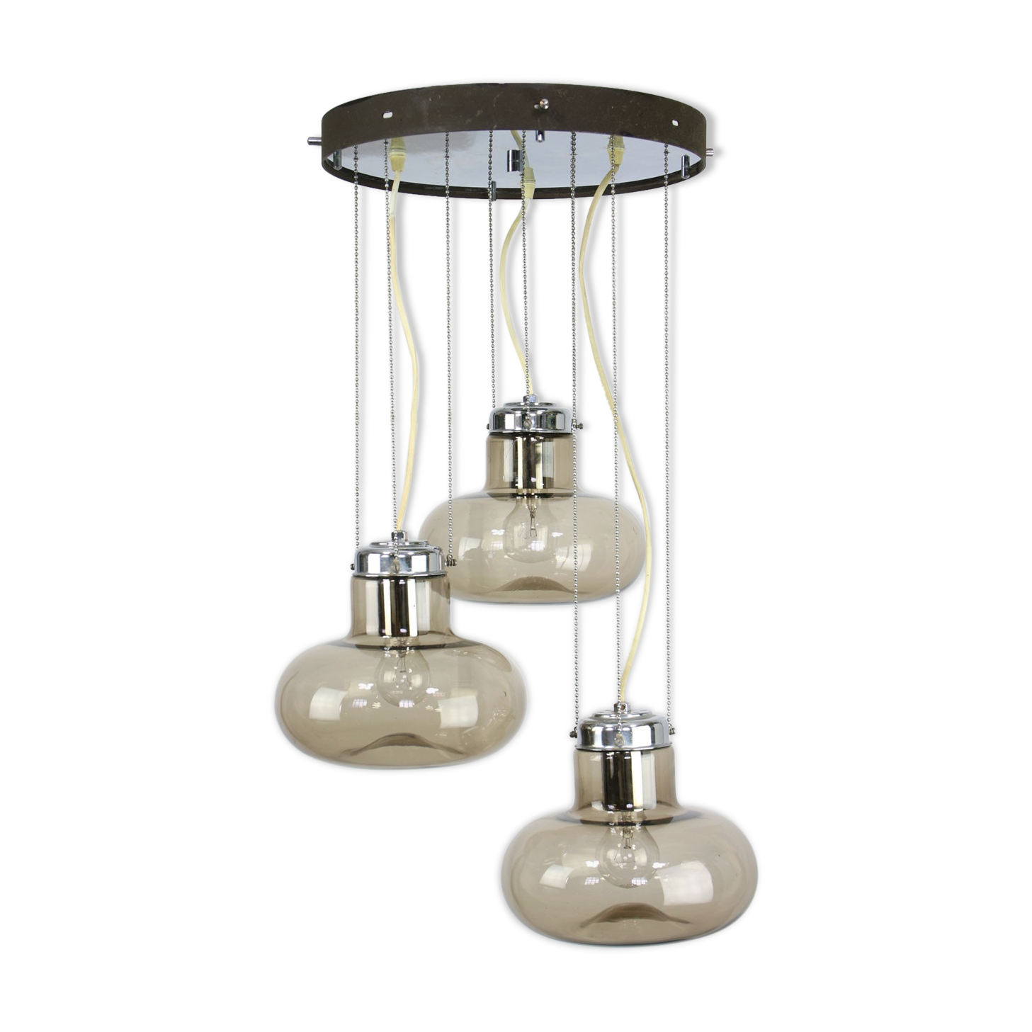 Vintage italian smoked glass chandelier, 1970s