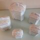 Suite of five Apilco porcelain spice jars / vintage 70s