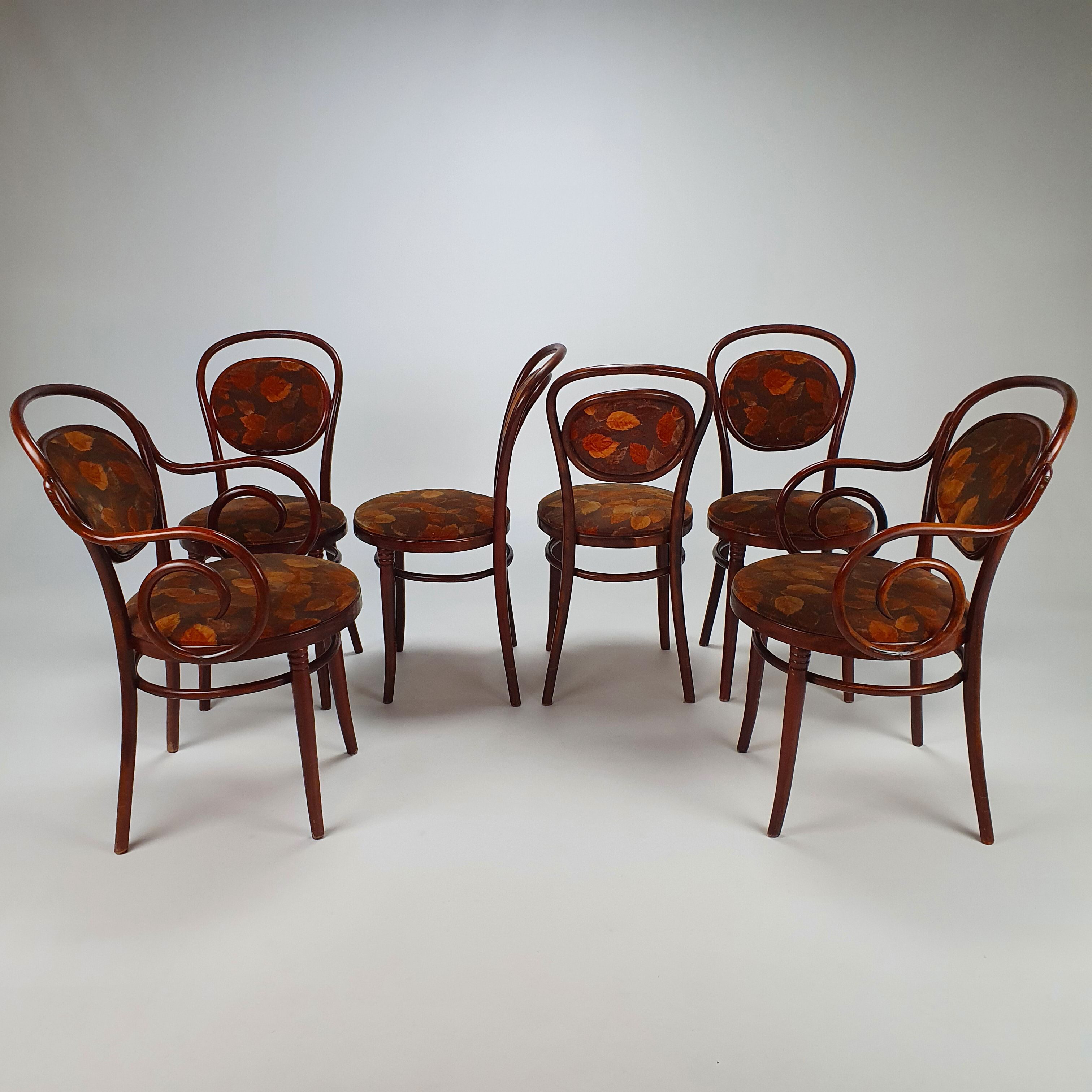 Ensemble de 6 chaises de salle à manger en bois de cerisier, années 1970