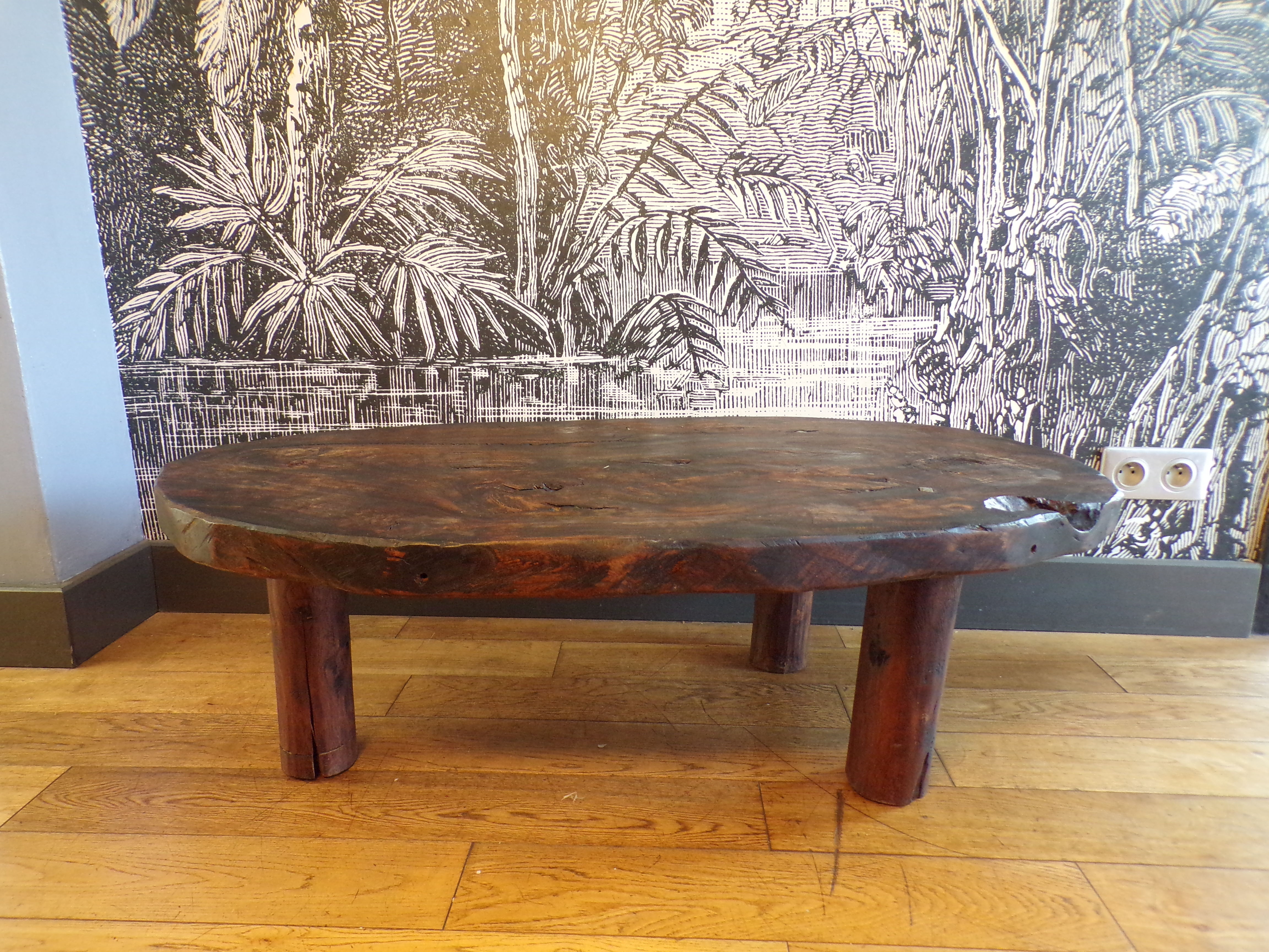 Brutalist coffee table in solid wood