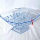 Art deco diamond-shaped vase in light blue color pressed molded glass