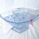 Art deco diamond-shaped vase in light blue color pressed molded glass