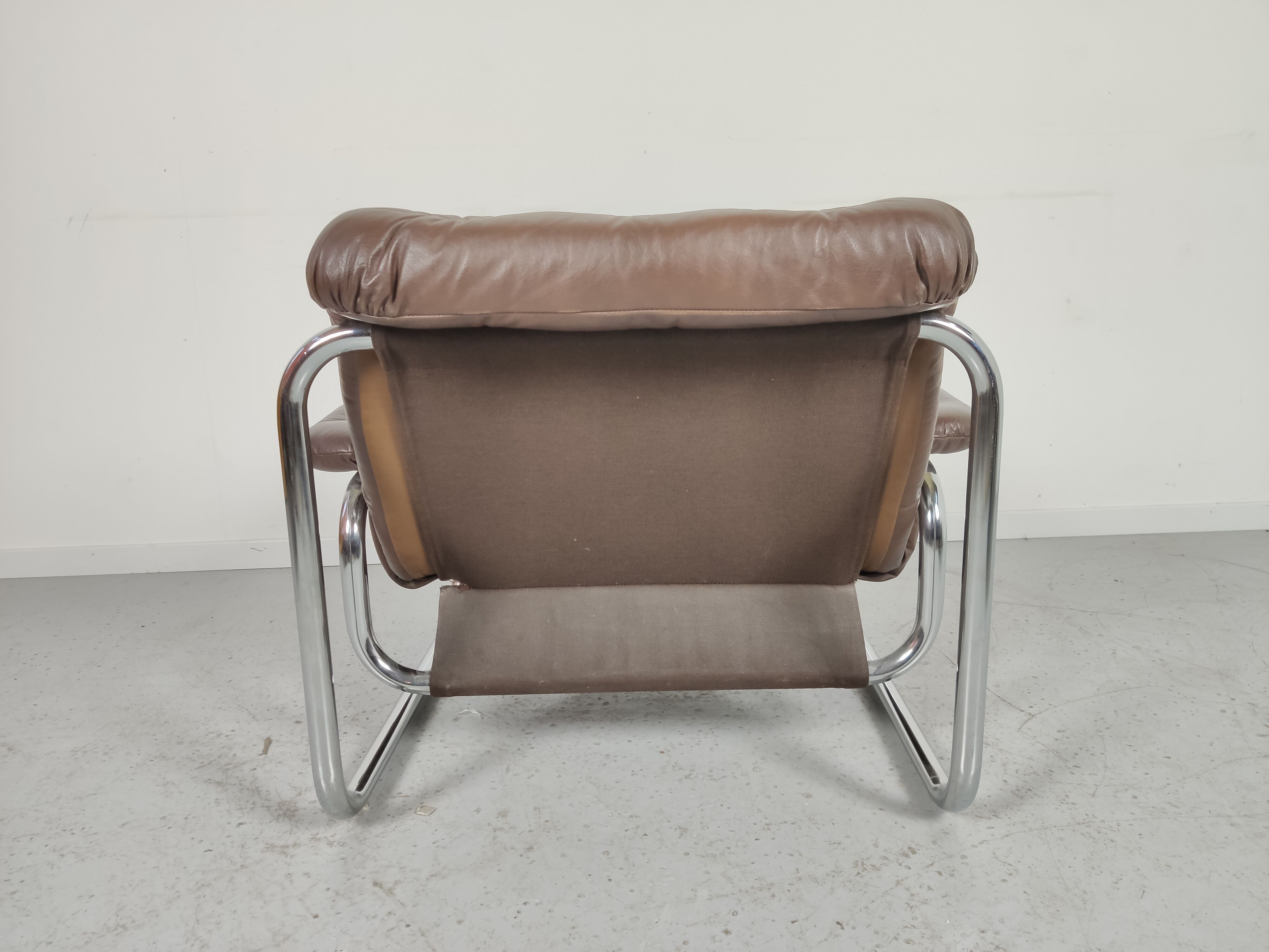 Sofa and 2 armchairs by Johan Bertil Ugggstrom 1970s chrome leather