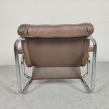 Sofa and 2 armchairs by Johan Bertil Ugggstrom 1970s chrome leather