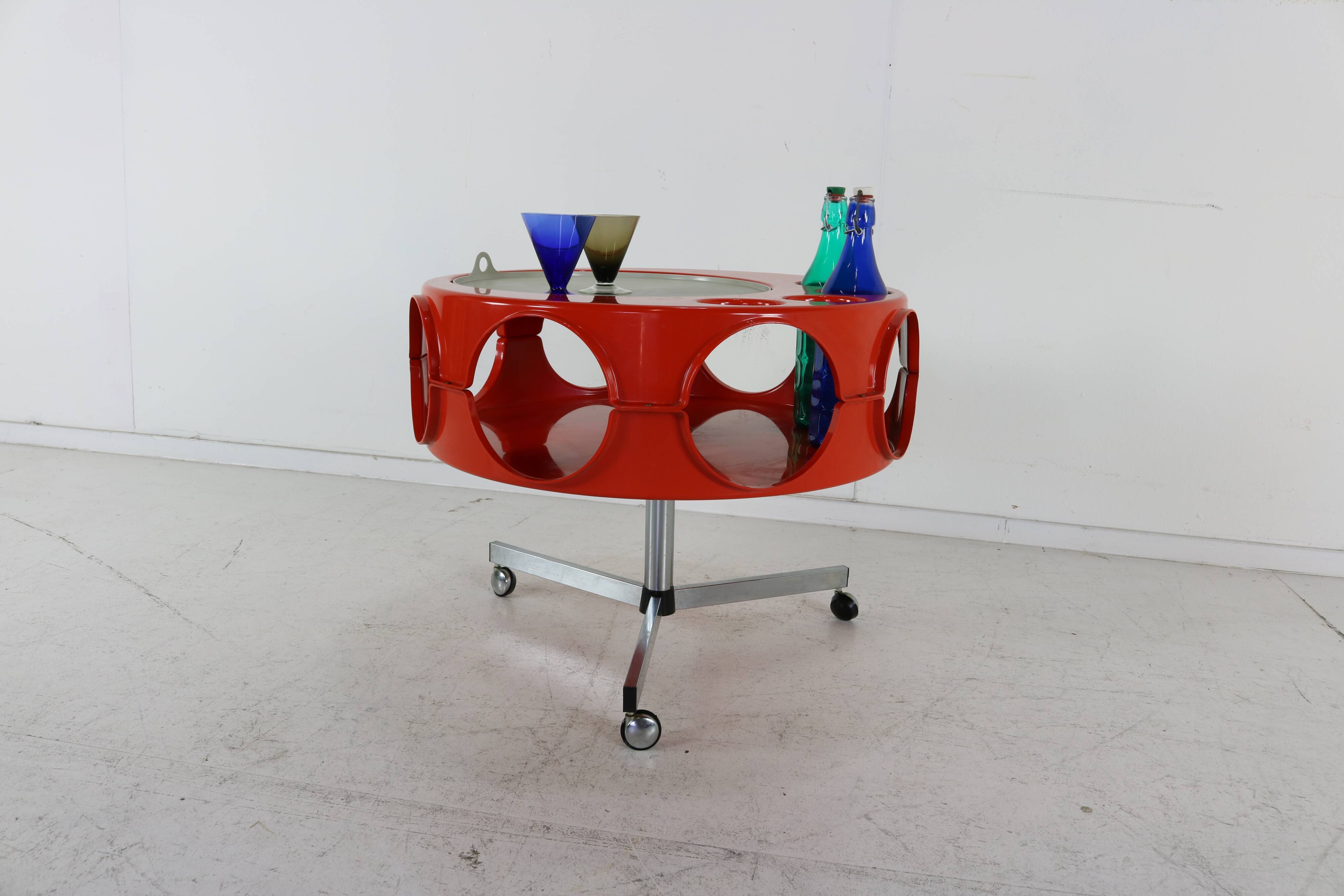 Space age 70s orange syntheric bar on casters