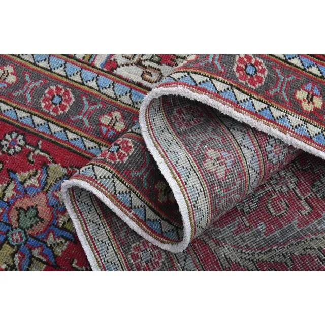 1970s Vintage Persian Handmade Wool Red Oversized Rug 297x378