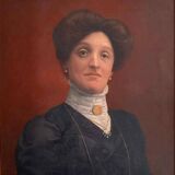 Old painting, portrait of a woman from the early 20th century.