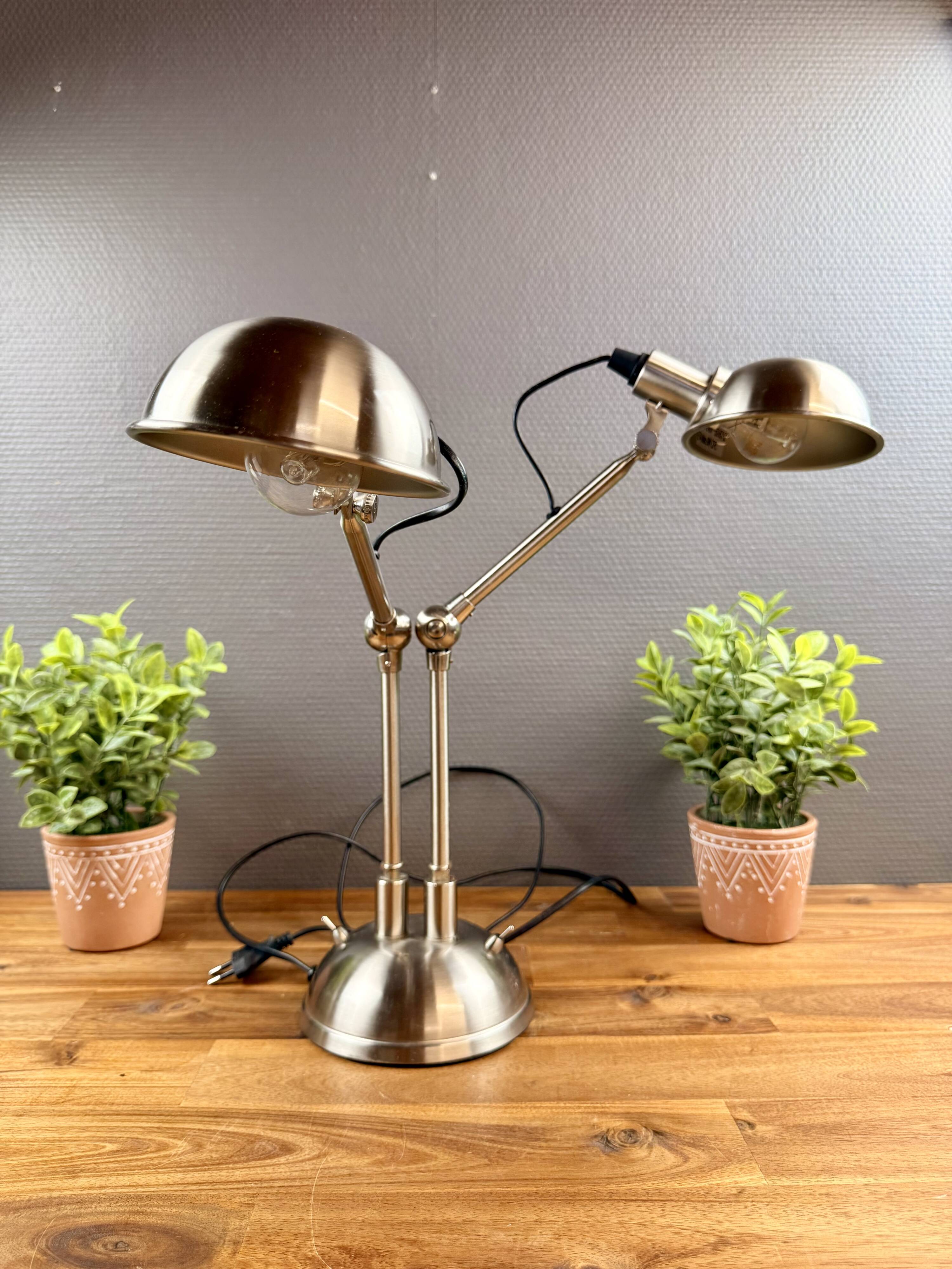 Double articulated lamp in industrial style – metal – 2 adjustable arms