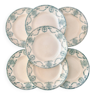 19th century Longwy iron earth flat plates "Pierrefonds"