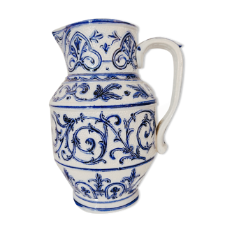 Blue and white pitcher