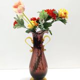 Brown and Yellow Murano Glass Amphora Vase by Fratelli Toso, Italy