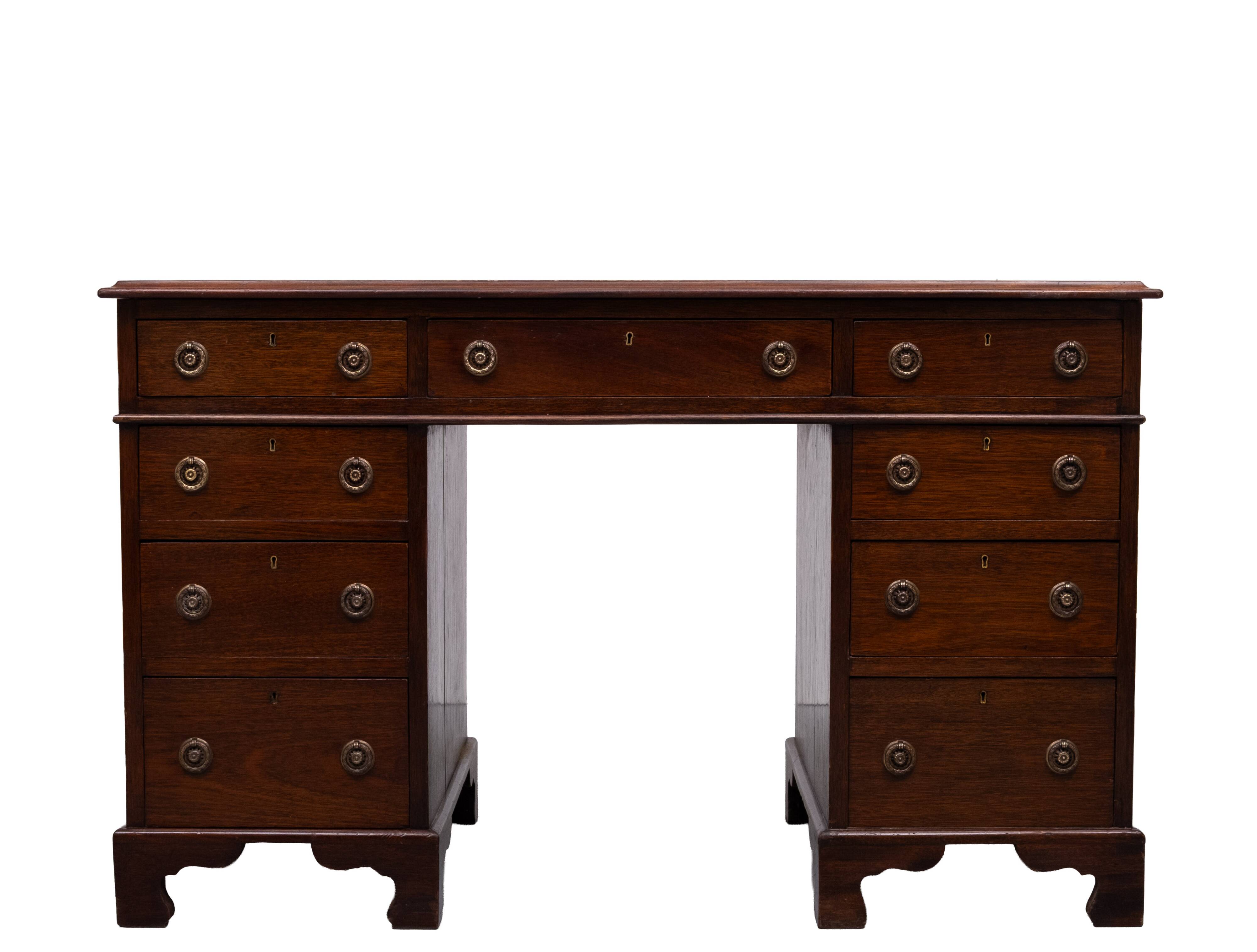 Antique English Mahogany pedestal Desk 1850s