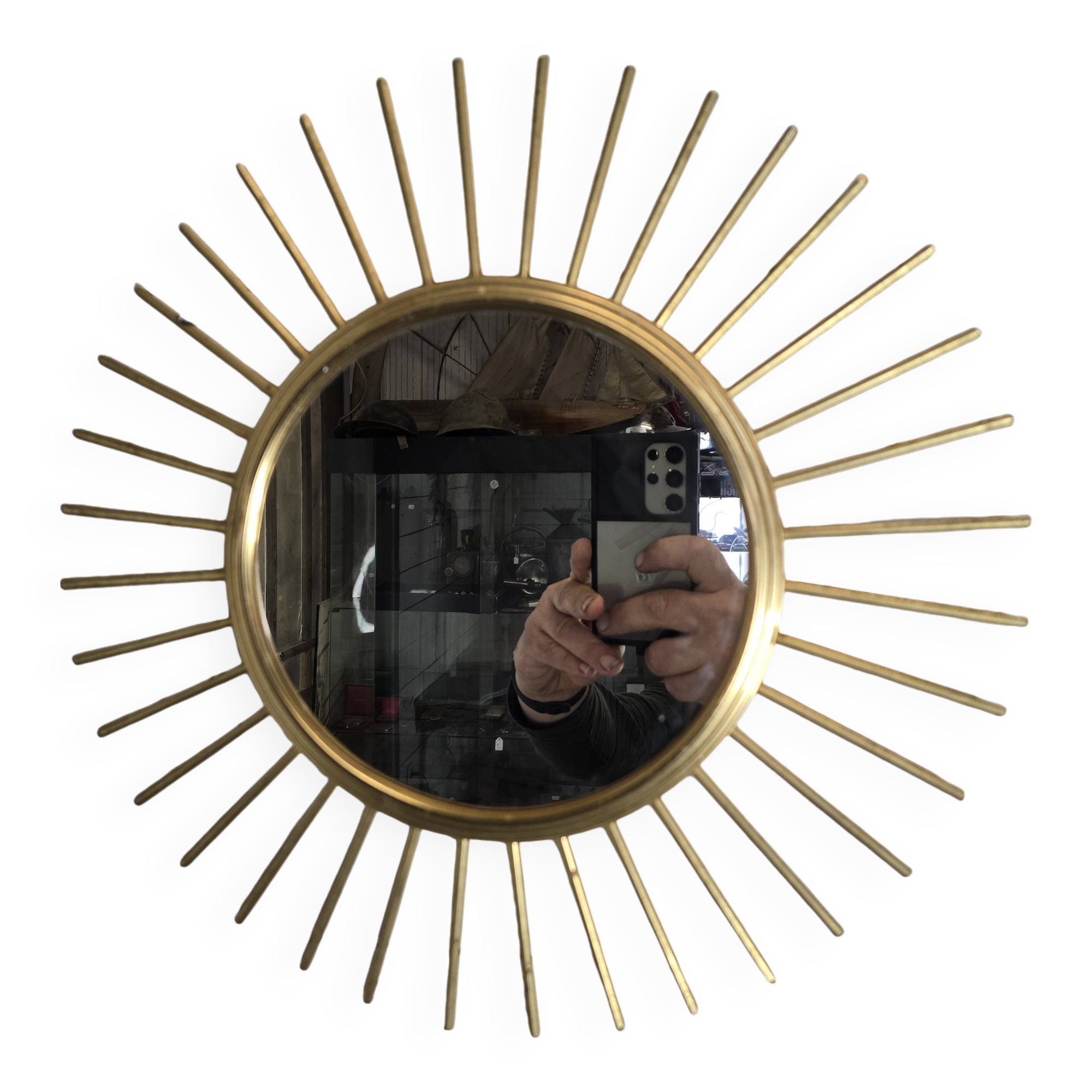 Gold metal sun mirror from the 60s