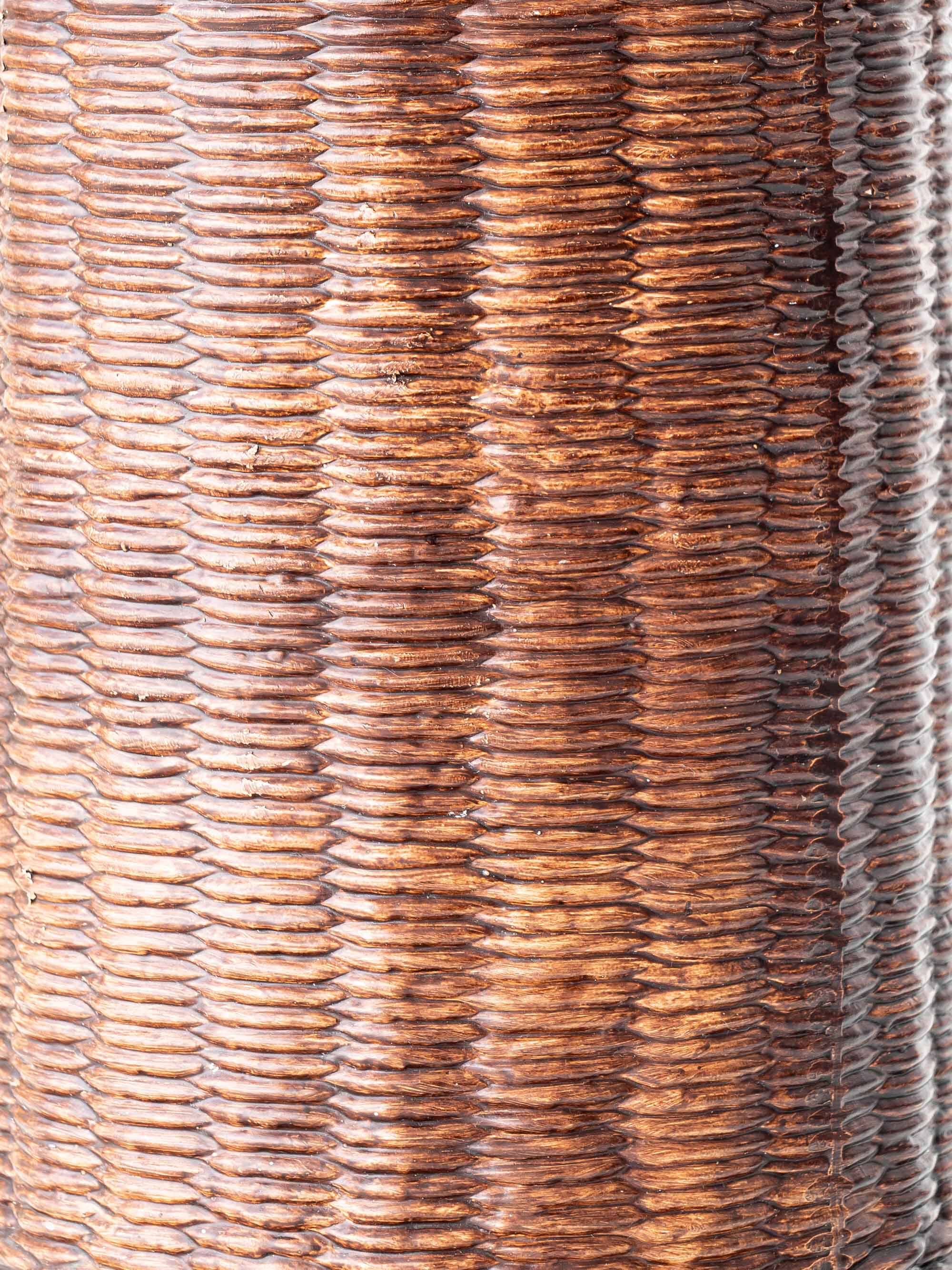 Ceramic Trompe L'Oeil Wicker Table Lamp with New Woven Cream Cord Lampshade