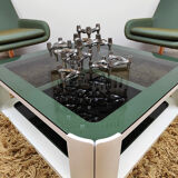 Vintage Italian space age design smoked glass coffee table 1970