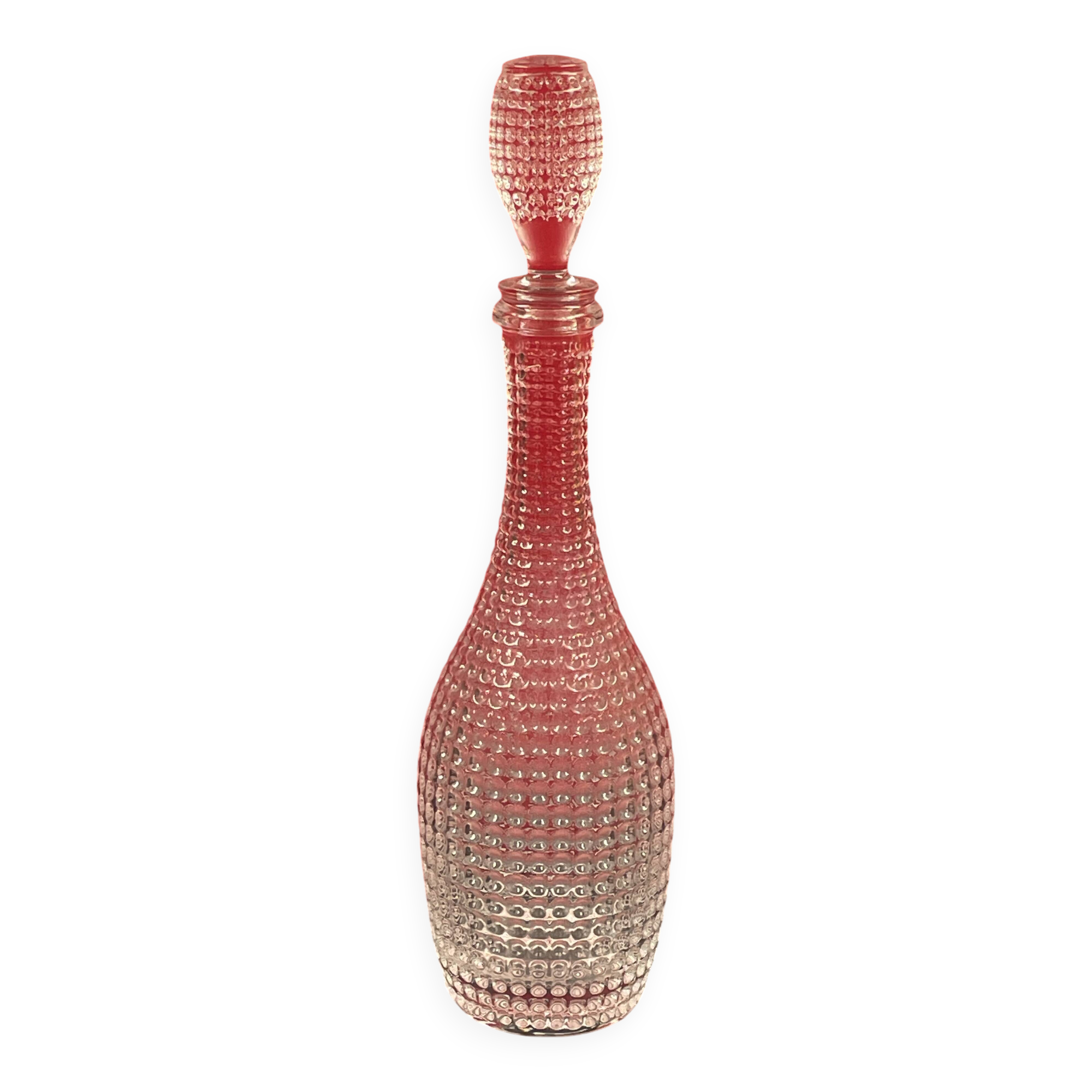Rare pearl crystal carafe signed Champagne Feuillatte 38 cm