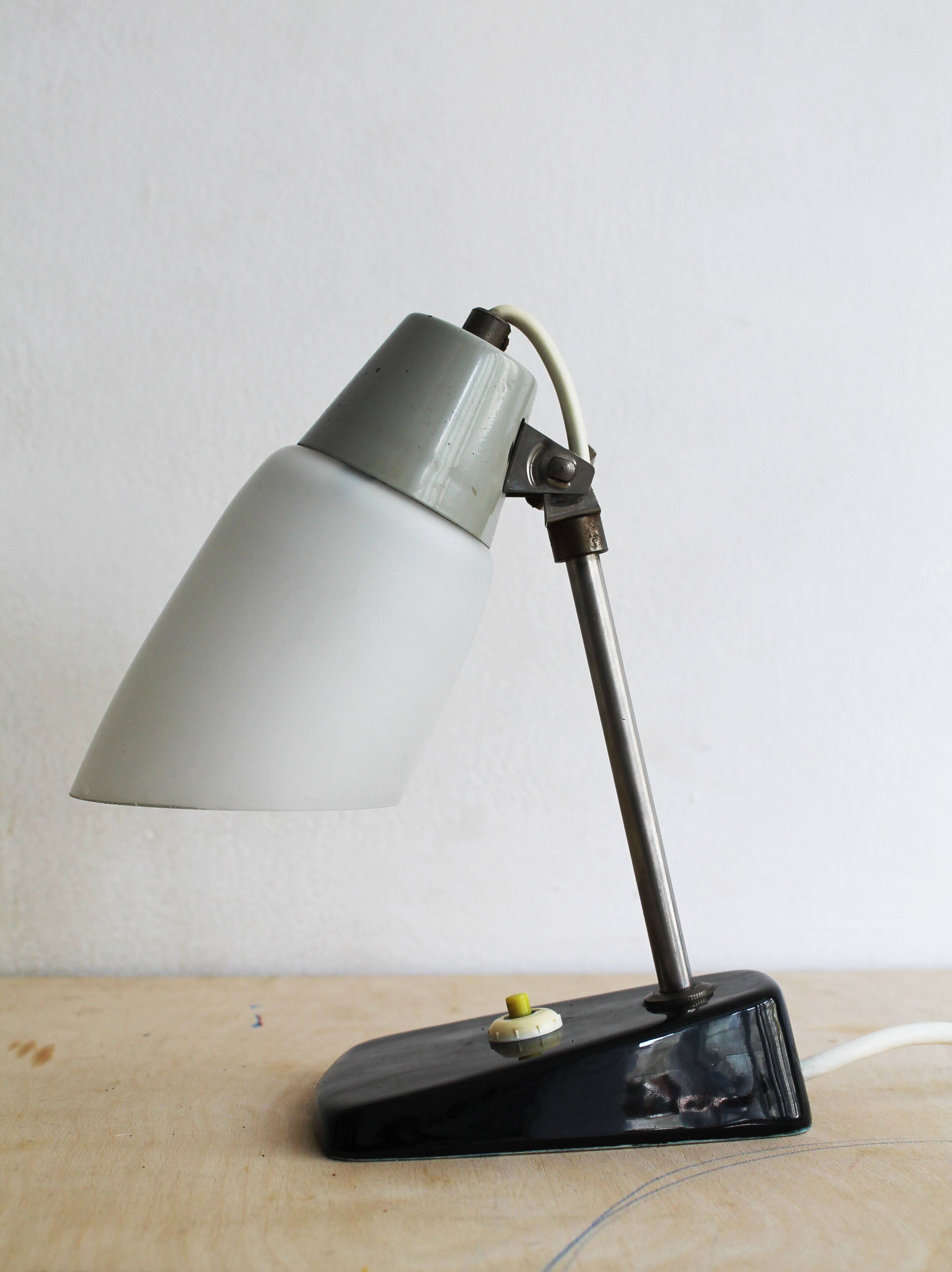 1950s Mid-Century Czech Table Lamp with Ceramic Base