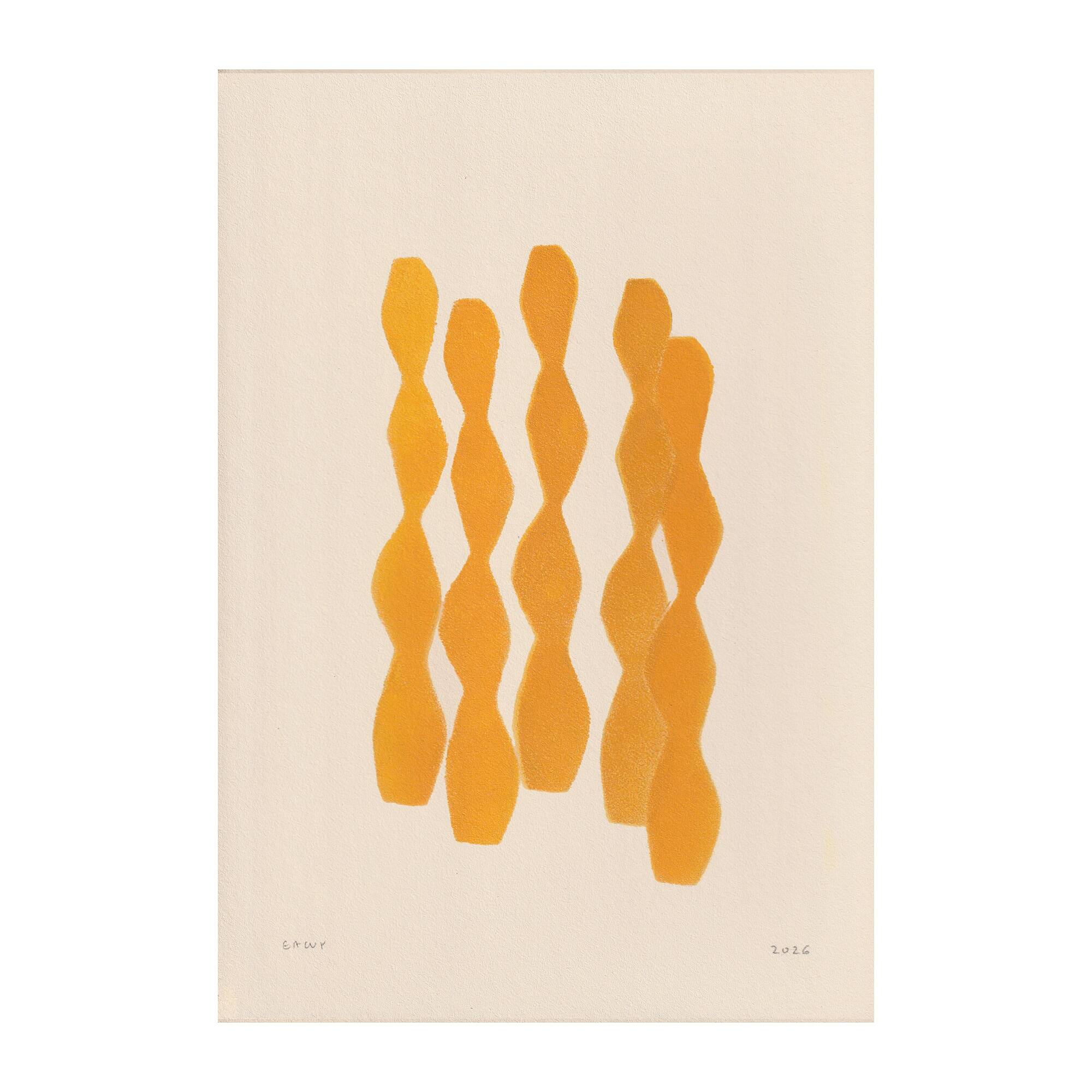 collection of 4 yellow abstract paintings signed Eawy